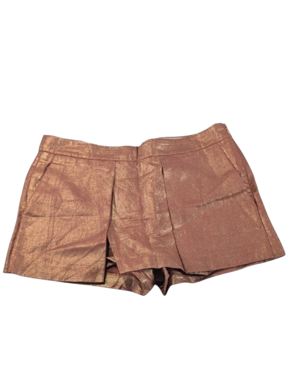 J. Crew Crossover Skirt Skort Linen Shorts Metallic Copper Bronze Size 2